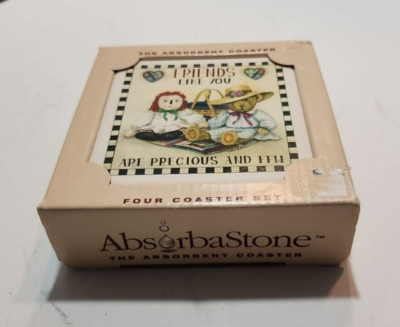 AbsorbaStone ''Friends Like You Are Precious and Few'' Coasters w/Doll and Teddy