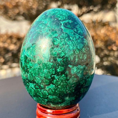 317G Top natural malachite quartz hand carved egg crystal Reiki decoration - - 第 13/22 張圖片