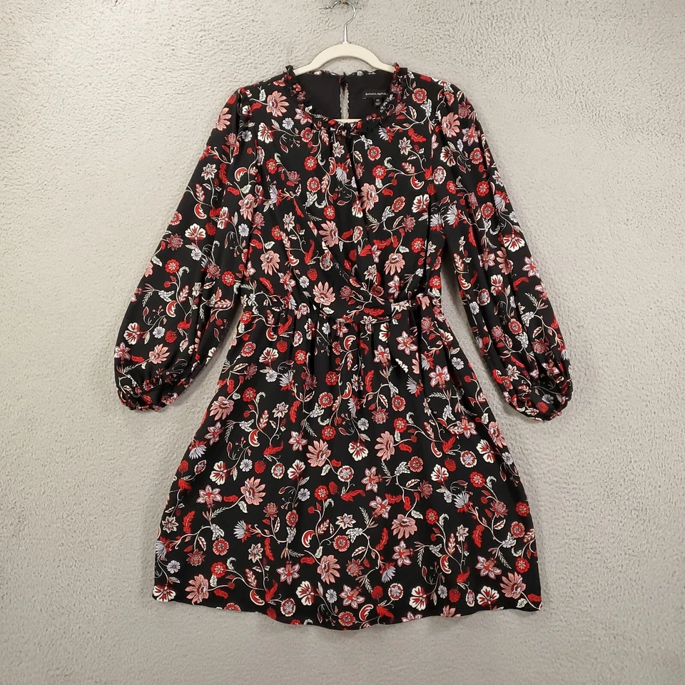 Womens Boho Dress Size 10 Floral Boho Whimsy Lined Long Sleeve Banana Republic - Image 2 of 4