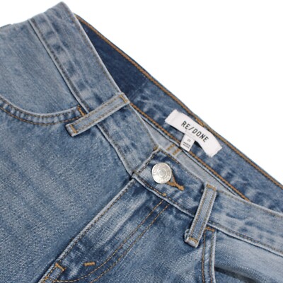 Re/Done NWT Denim Jeans Size 23 US 70s Low Rise Bell Bottom in Lake Blue Cotton