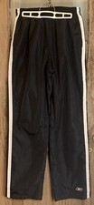 Vintage 90s Reebok Black W/White Stripe Lined Wind Pants Ankle Zip Nylon Med