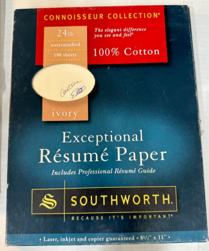Southworth Résumé Paper Ivory ~ White 8 1/2" x 11" 24 Lb 100% Cotton LOT of 4 - Picture 2 of 9