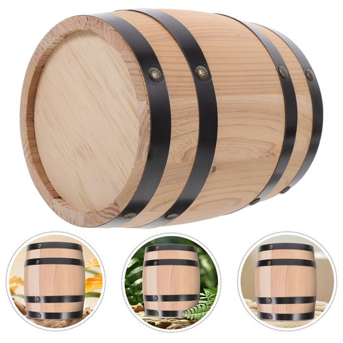 Barril de madera en miniatura pequeño barril de vino barril de vino adorno cerveza decorativa - Imagen 2 de 12