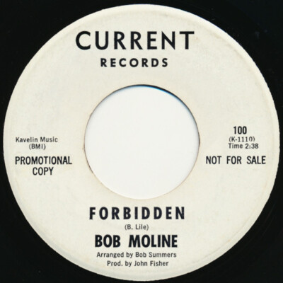 Bob Moline - Forbidden 1964 7'', Promo Current Records (5) 100 Near Mint (NM or M
