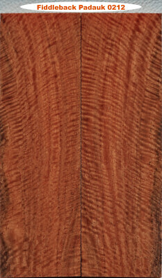 Stabilized Extreme Fiddleback Padauk knife scales #0212, 1911 grips, box wood