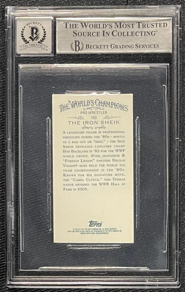 IRON SHEIK SIGNED 2014 WWE TOPPS ALLEN & GINTER MINI BECKETT AUTO GRADE 10   117 - Image 2 of 2