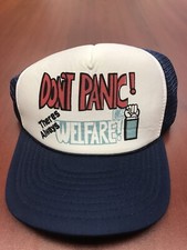 Vintage "Don't Panic Theres Always Welfare" Snapback Trucker Mesh Cap Hat