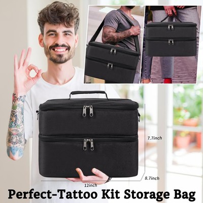 ELCUPA Tattoo-Tragetasche - Organizer Für Tattoo-Maschinen & Zubehör - Durchsichtige Fächer & Gepolstert