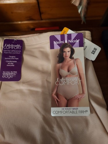 2 High Waist Shaping Briefs by Naomi & Nicole, 1 Beige, 1 Black, S - Picture 2 of 2