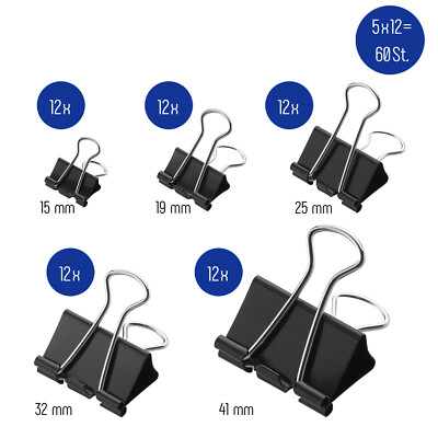 Foldback Klammern Heftklammer Binder Clips Dokumenten Clip Papier schwarz