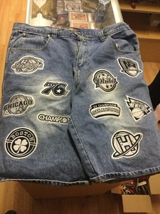 lakers jean shorts