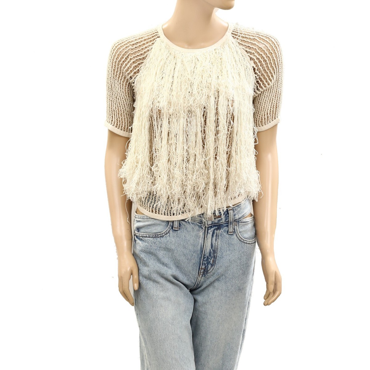 トップス roughlow airy fringe sheer tops(white) roughlow airy fringe sheer tops(white) FLOWY SEMI-SHEER TOP