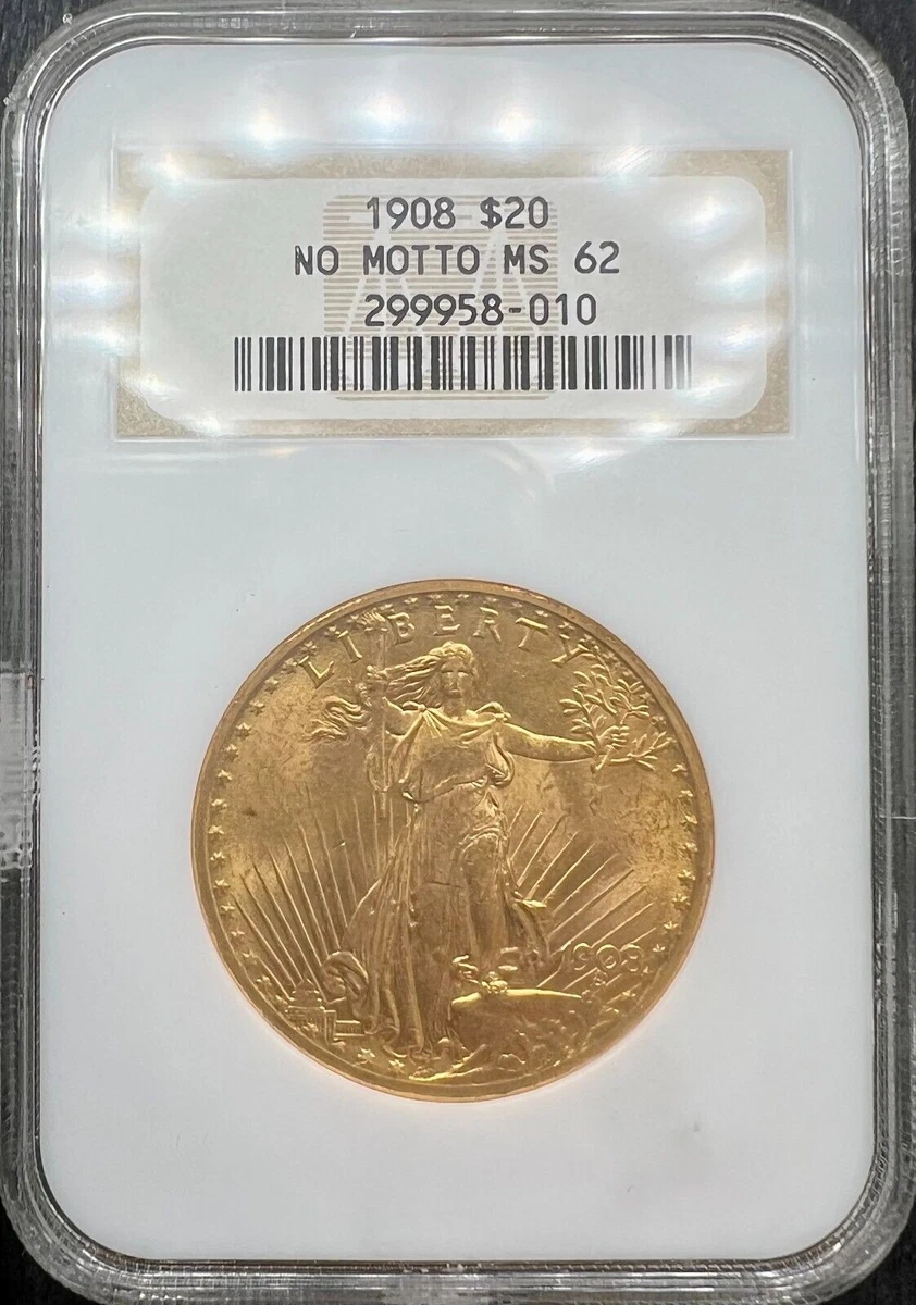 MS 62 Graded 1908 Year Double Eagle $20 US Gold Coins (Pre - 1933