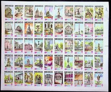 Mexico Anti Tuberculosis TB Seal Sheet Of 50 Stamps 1978-1979 MNH Statues