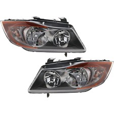 Driver And Passenger Side Headlight For Bmw 328i 2007-2008 Halogen With Bulbs
