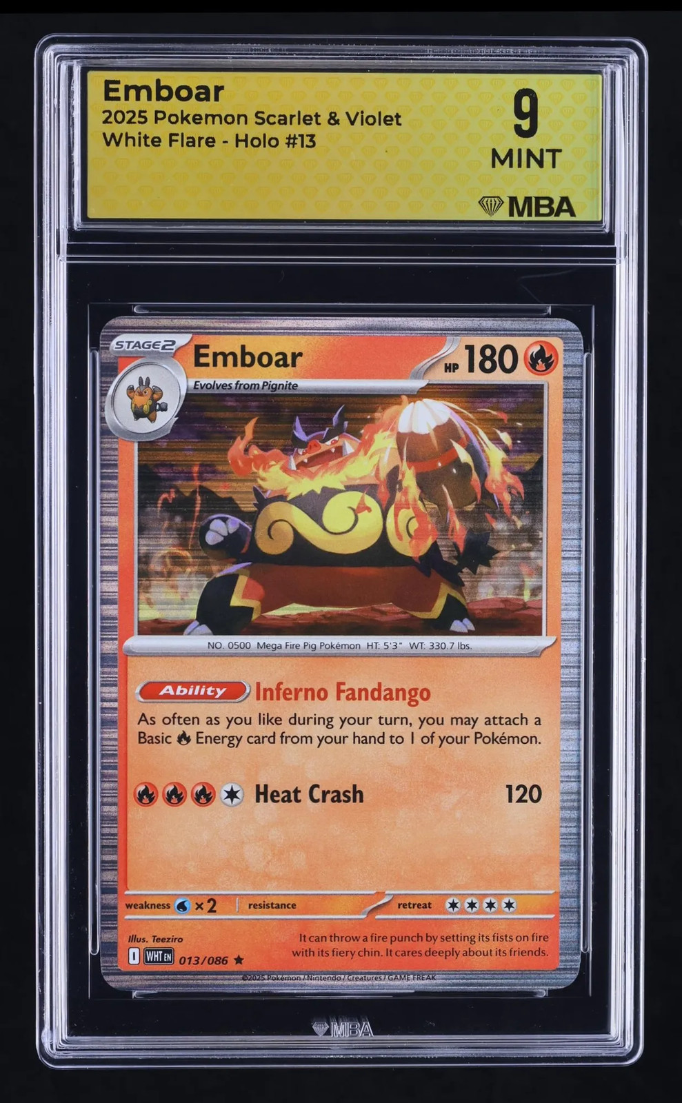 2025 Pokemon Scarlet & Violet White Flare Emboar Holo MBA 9 #13