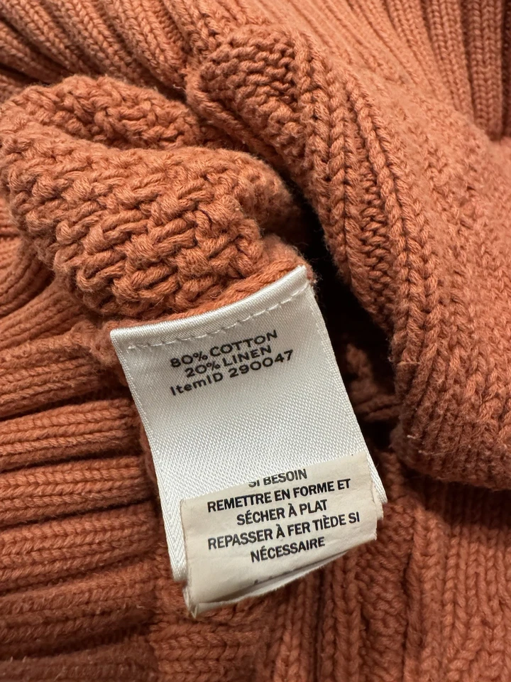 Suéter LL Bean Signature tejido con cable para hombre talla pequeña mezcla de algodón y lino Foto 3 de 4