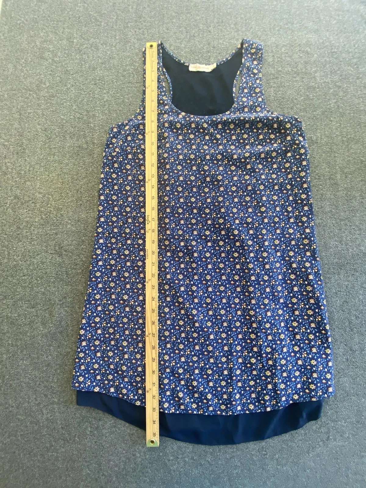 Abito Tory Burch piccolo blu floreale seta prendisole foderato vacanze estive tutti i giorni