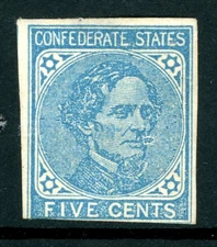 USA 1862 Confederate States 5¢ Blue Scott #22 Mint H874
