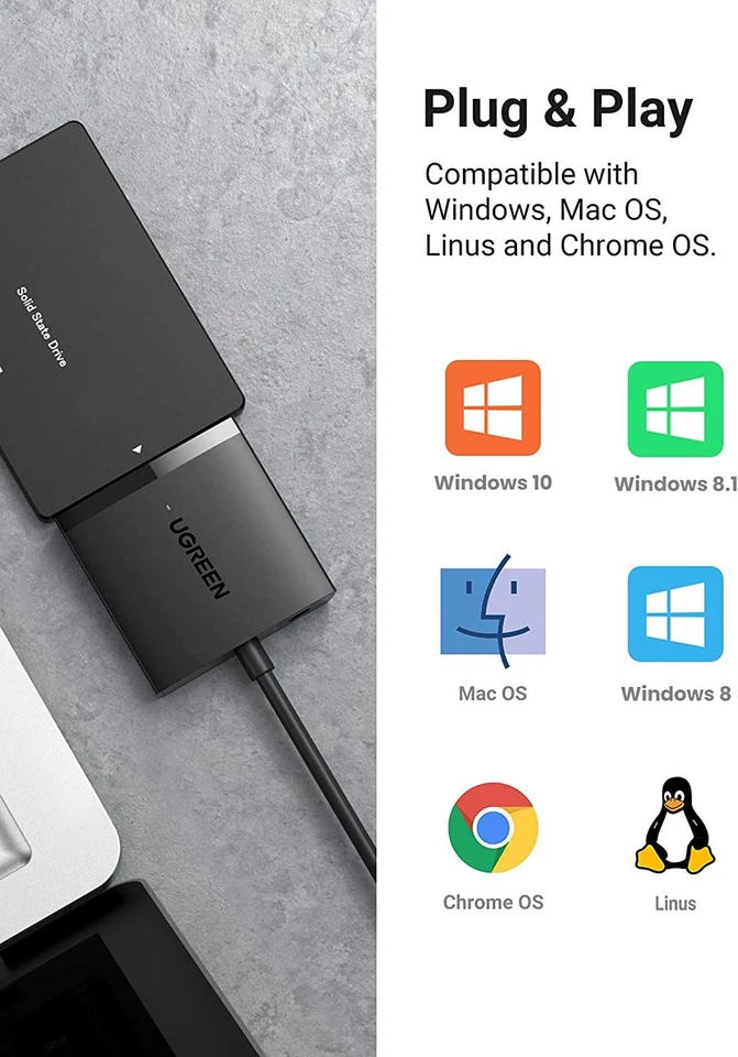 USB 3.0 to SATA Adapter for 2.5"/3.5" HDD, SSD, UGREEN/60561 - Image 2 of 4