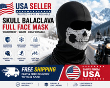 Motorcycle Balaclava Full Face Mask Skull Print Winter Windproof Neck Warmer Ski