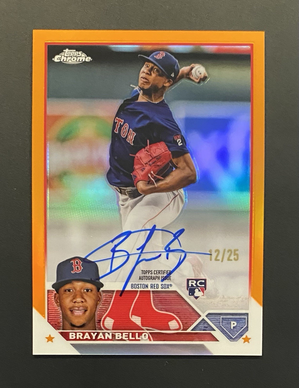 2023 Topps Chrome Brayan Bello Orange Refractor Rookie Auto /25 #RA-BB Red Sox