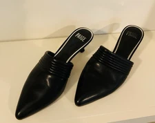 Paige Poppy Mule - Black Leather Women's 9.5