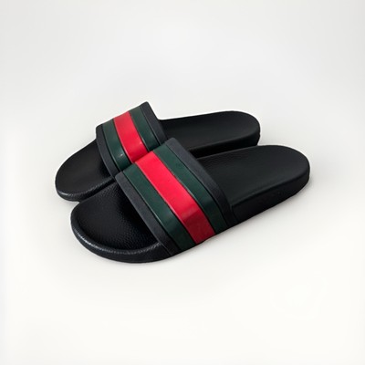 Gucci Web Men's Rubber Slide Sandal OG US 10 Black Red Green Stripe GG