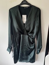 New mini zara dress satin, dark green, size M