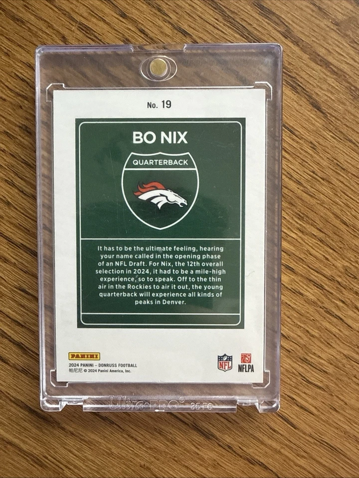 2024 Panini Donruss - Downtown! Bo Nix #19 (RC) - Image 2 of 4