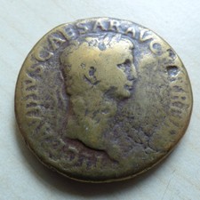 Claudius (AD 41-54) AE Bronze Sestertius. Counterstamped Nero Reign Roman Empire