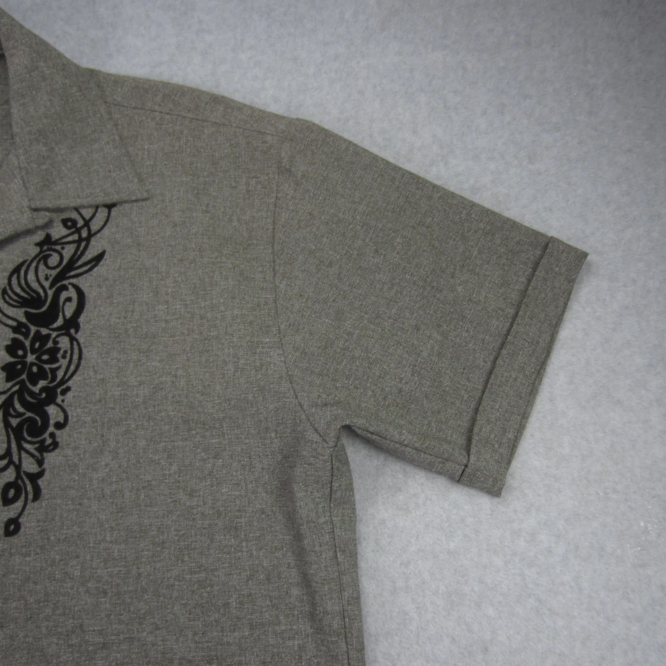 BC Ethic Lounge Shirt Mens XL Gray Short Sleeve Button Up Smooths Fit Tribal - Image 4 of 4