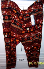 Terra & Sky Plus 3x (24-26W) Autumn Fall Pumpkin Printed Fitted Leggings NWT