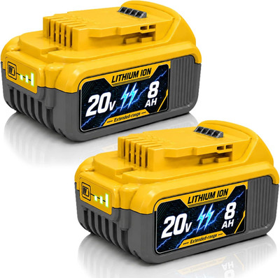 SANIU 8Ah 20V MAX 2Pack Li-Ion for DeWalt Tool Battery DCB200 205 206 Compatible
