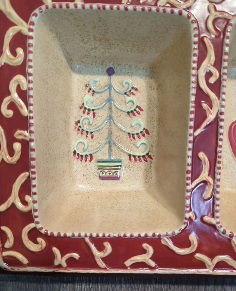 Pfaltzgraff  Divided Christmas Holiday Snack Dish Brand New  - Image 3 of 4