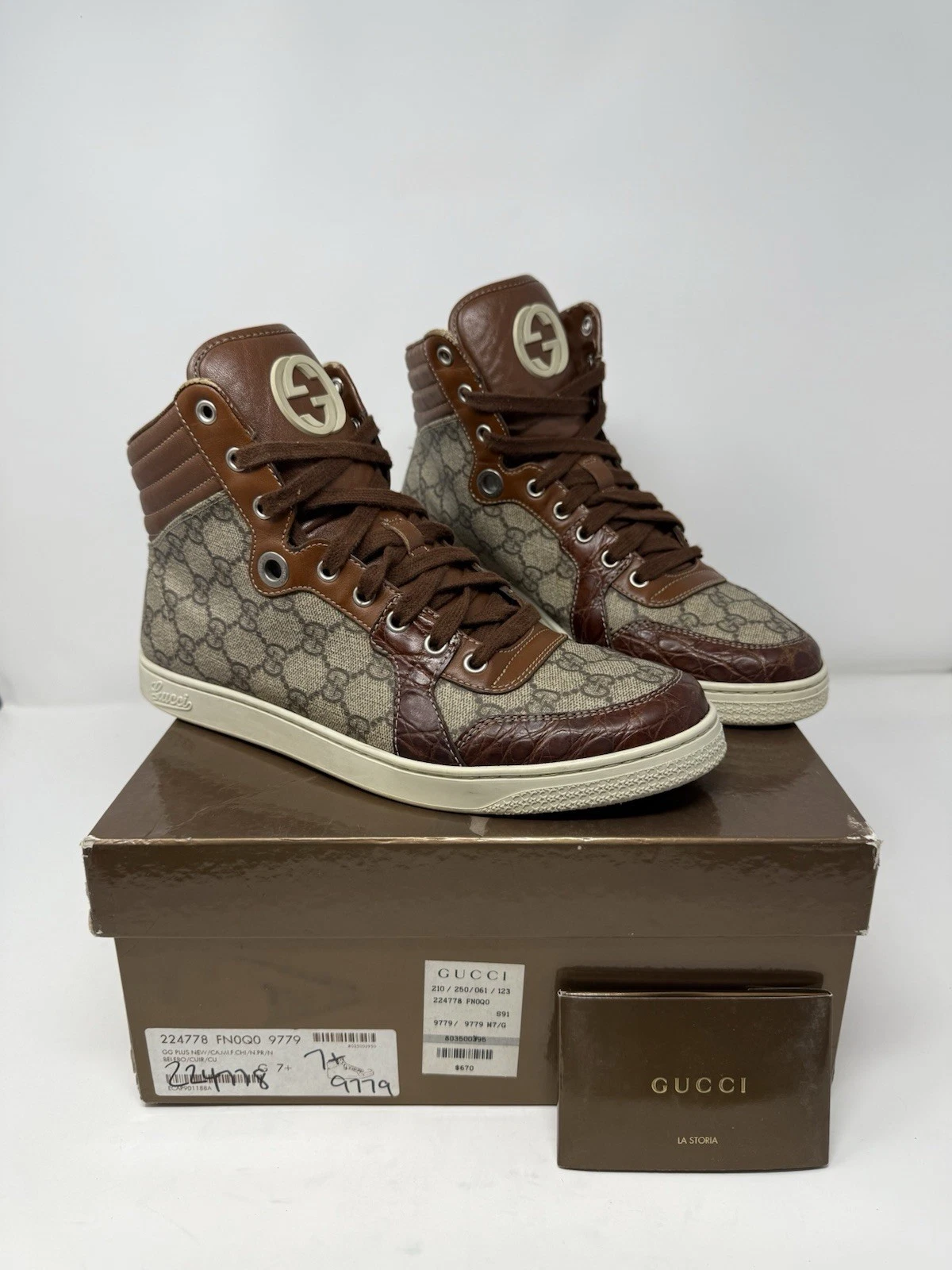 Baskets hautes Gucci 224778 GG Imprime « peau de crocodile » pointure 7,5 G / 8,5 US