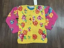 VTG The Eagles Eye Cardigan Womens SzSmall Multi Color