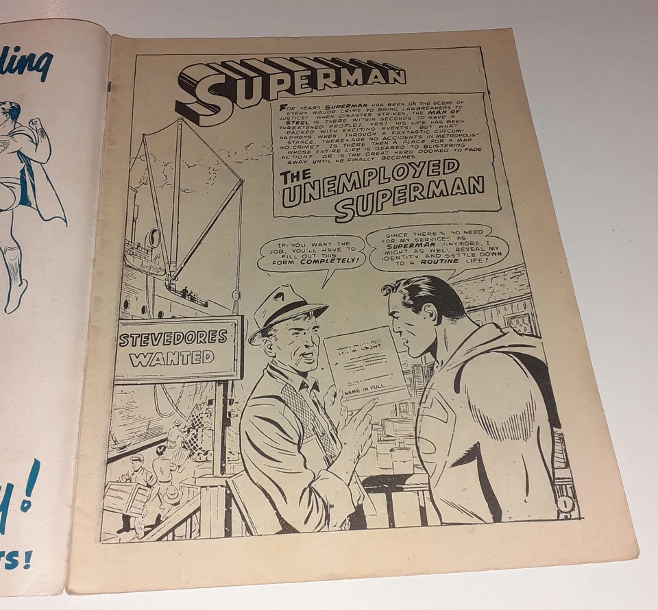 SUPER ADVENTURE COMIC no.43 UK 1954 Golden-Age Superman Batman ORIGINAL COVER VF - Image 3 of 4