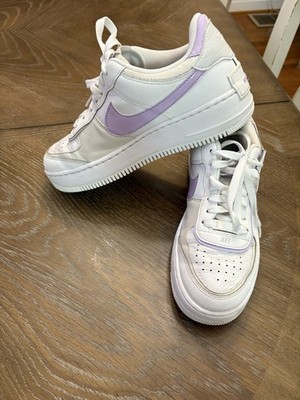 Nike Women's Air Force 1 White with Lilac Swoosh Coquette Angelcore Y2K | 8