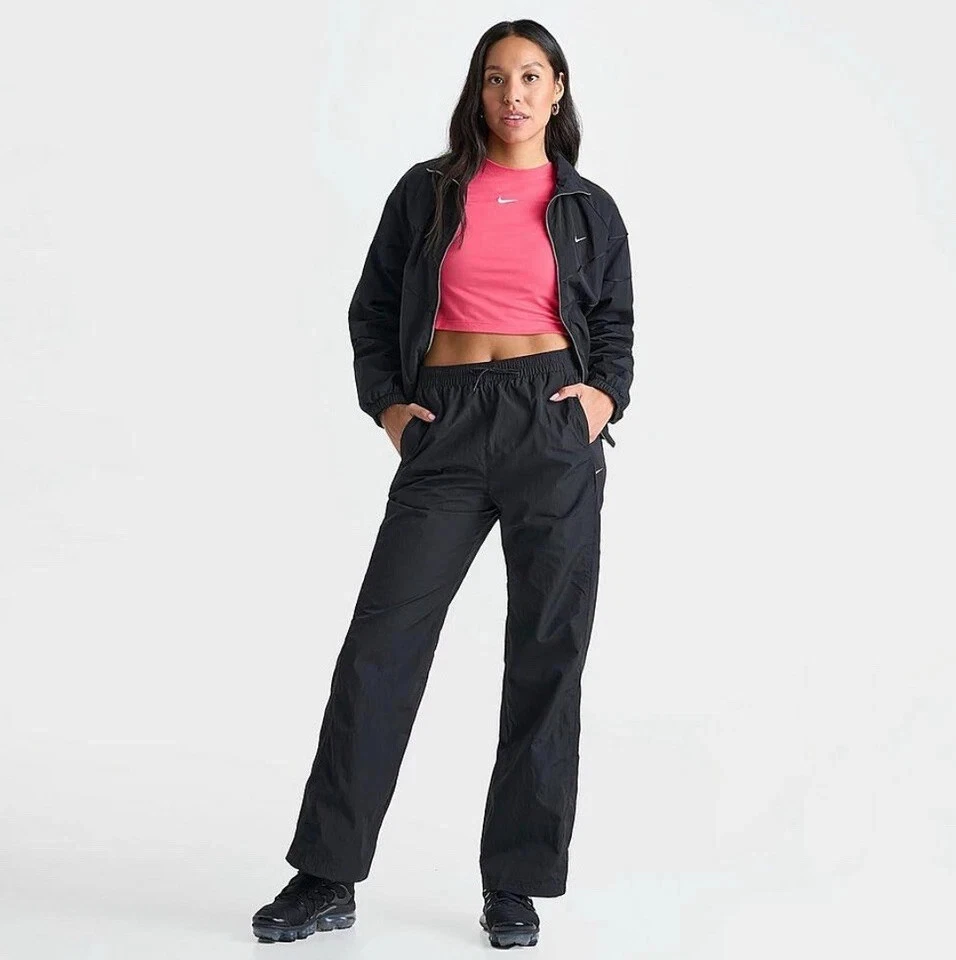  Pantalones para mujer Nike Windrunner cintura alta tejidos dobladillo abierto FV7655-010 TALLA M Foto 4 de 4