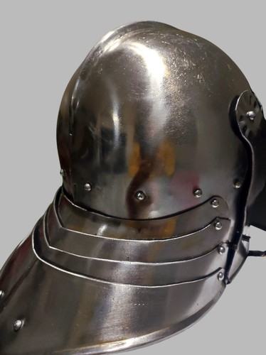 Medieval German Sallet Helmet | Silver Spartan Wearable Costume Helmet 16G - Picture 5 of 17