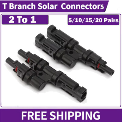 Solar Panel T Branch Connectors Cable Splitter Coupler Combiner 5/10/15/20 Pair
