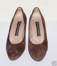 MAUD FRIZON brown suede leather shoes with leather cord heel 6.5