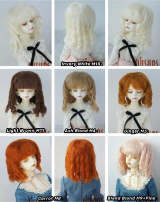 JD178 1/12 1/8 1/6 1/4 1/3 Curly BJD Mohair Wig OB11 YOSD MSD SD Blythe Hair