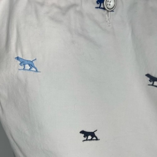 Rodd & Gunn Classic Flat Front Signature Blue Dog Embroidered White Shorts Sz 38 - Picture 3 of 6