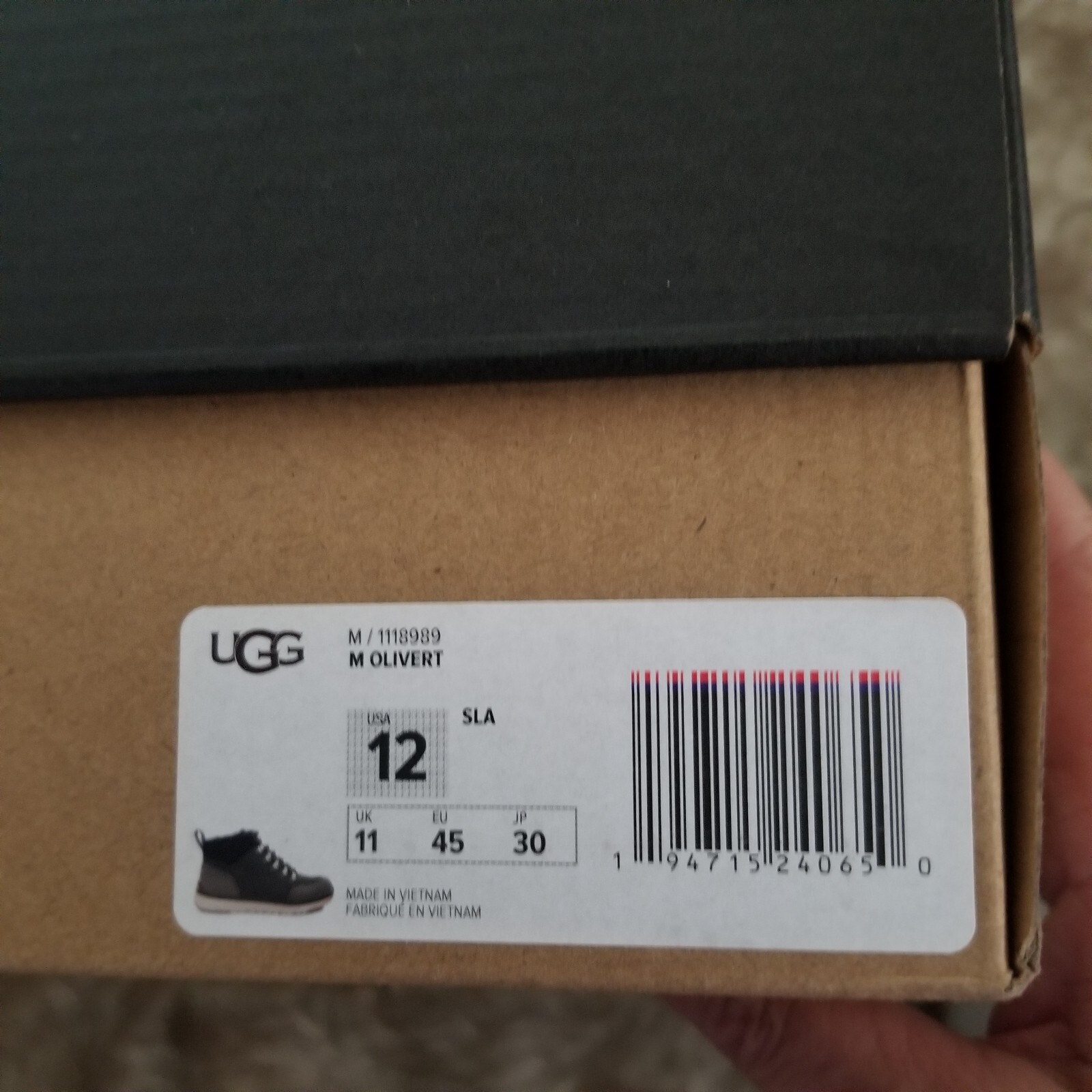 UGG Olivert Men's Waterproof Insulated Leather Boots In Slate Size 12 NEW $180