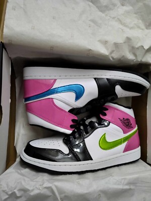 Size 12 Air Jordan 1 SE Mid Cyber Fuchsia Pink‎ White Mens Shoes CZ9834-100 Nike Air Jordan 1 Mid SE White Cyber Active Fuchsia CZ9834  main image 3
