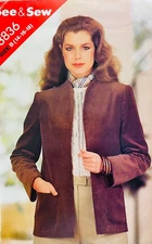 80s SEE & SEW 3836 SIZES 14 16 18 JACKET  *UNCUT/FF