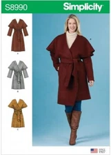 Simplicity 8990 Misses' Wrap Coat  Sewing Pattern Sizes 16-24 *NEW*