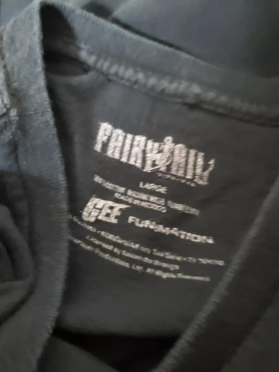 Fairy Tail Natsu Happy Guild Emblem Anime T shirt Funimation Size Large L Blac